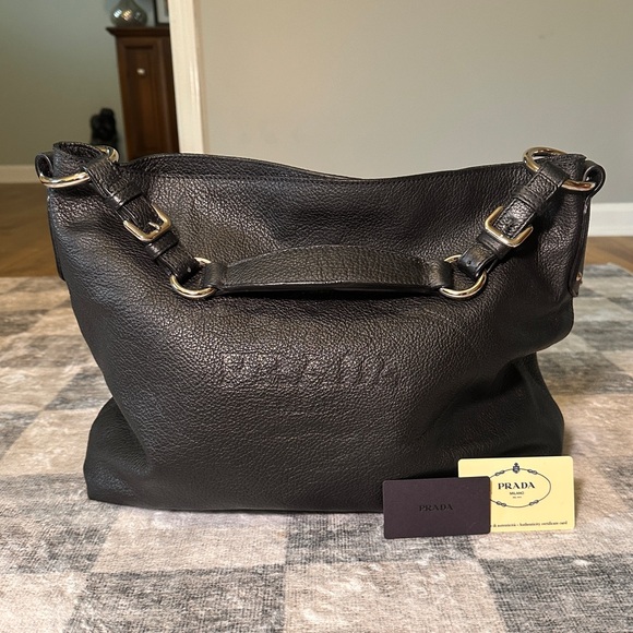 BLACK FRIDAY SALE! Authentic Prada Real Leather Vitello Daino Rope Tote Bag - Picture 1 of 7